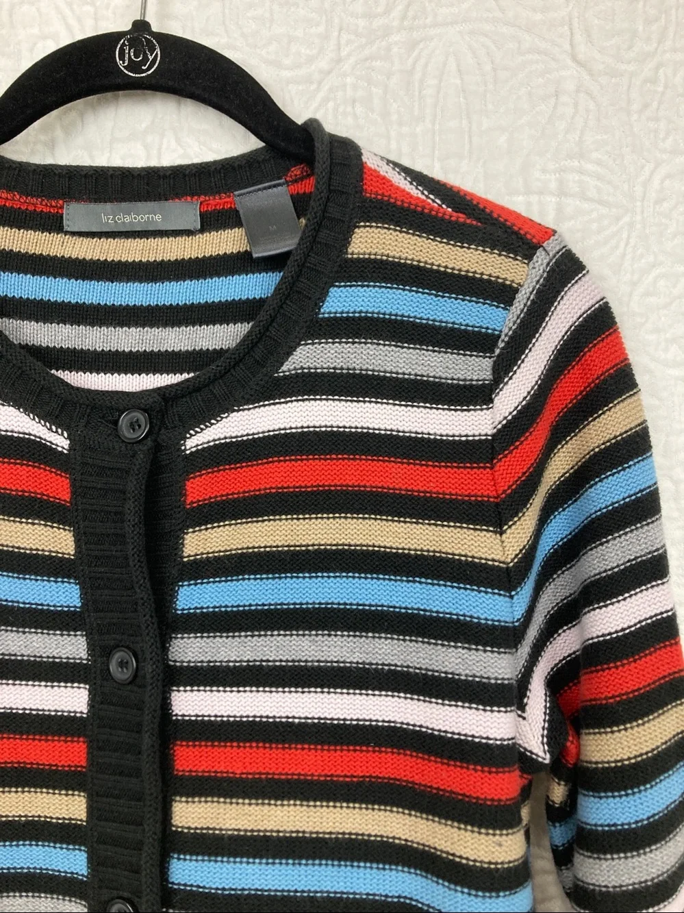 Liz Claiborne Striped Cardigan Women’s sz Medium Cotton